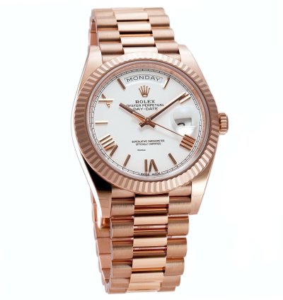 Rolex Day-date 40 40mm 18k Everose Gold President White Roman Dial