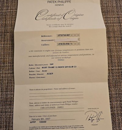 Patek Philippe Nautilus 5711 1a 40mm Blue Dial Auto Watch 2008 Papers