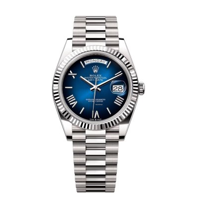 Rolex Day-date 40 40mm 18k White Gold Presidents Blue Ombre Dial