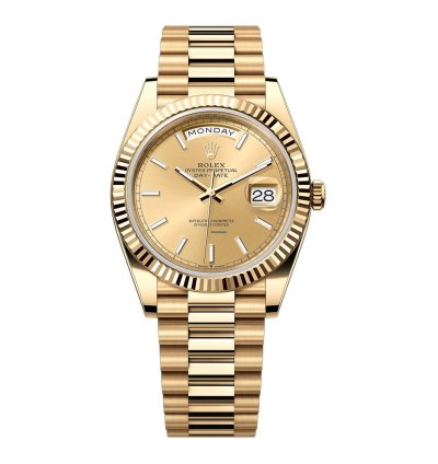 Rolex Day-date 40 40mm 18k Yellow Gold President Champagne Index Dial