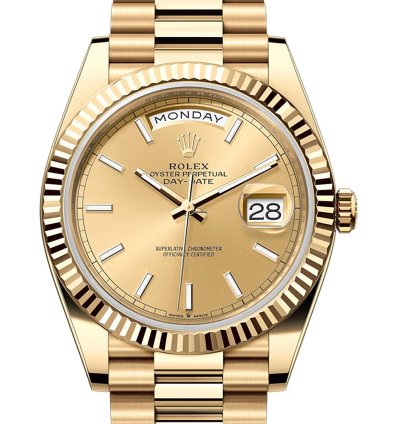 Rolex Day-date 40 40mm 18k Yellow Gold President Champagne Index Dial