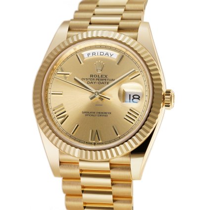 Rolex Day-date 40 40mm 18k Yellow Gold President Champagne Roman Dial