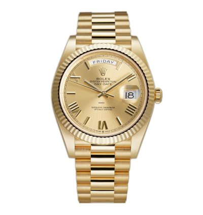 Rolex Day-date 40 40mm 18k Yellow Gold President Champagne Roman Dial