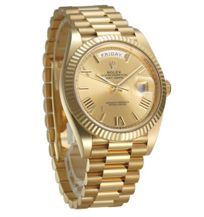 Rolex Day-date 40 40mm 18k Yellow Gold President Champagne Roman Dial