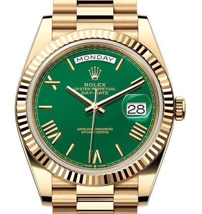 Rolex Day-date 40 40mm 18k Yellow Gold President Green Roman Dial