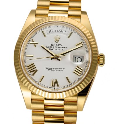 Rolex Day-date 40 40mm 18k Yellow Gold President White Roman Dial