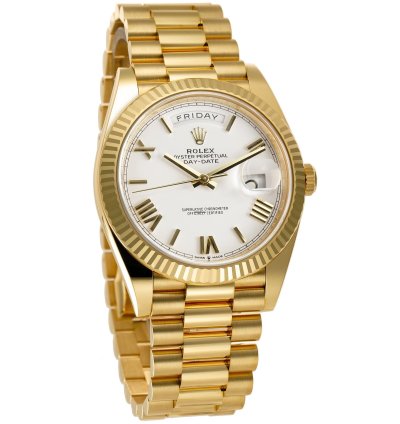 Rolex Day-date 40 40mm 18k Yellow Gold President White Roman Dial