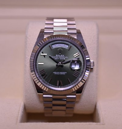Rolex Day-date 40 40mm 2023 White Gold Day-date Green Olive Dial Unworn Box And Papers 228239