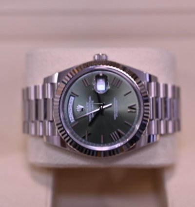 Rolex Day-date 40 40mm 2023 White Gold Day-date Green Olive Dial Unworn Box And Papers 228239