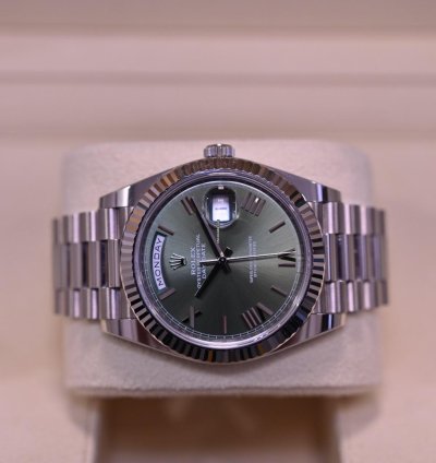 Rolex Day-date 40 40mm 2023 White Gold Day-date Green Olive Dial Unworn Box And Papers 228239