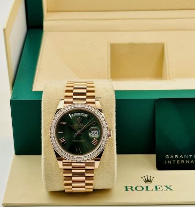 Rolex Day-date 40 40mm 228345rbr Green Dial Diamond Factory Bezel