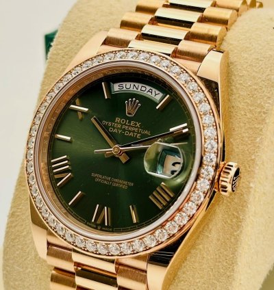 Rolex Day-date 40 40mm 228345rbr Green Dial Diamond Factory Bezel