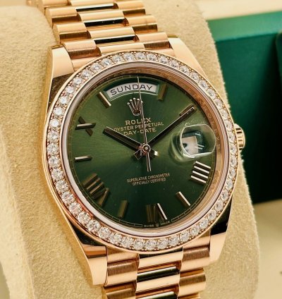 Rolex Day-date 40 40mm 228345rbr Green Dial Diamond Factory Bezel