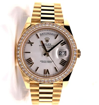 Rolex Day-date 40 40mm 228348 Rbr Factory Diamond Bezel White Roman Dial New
