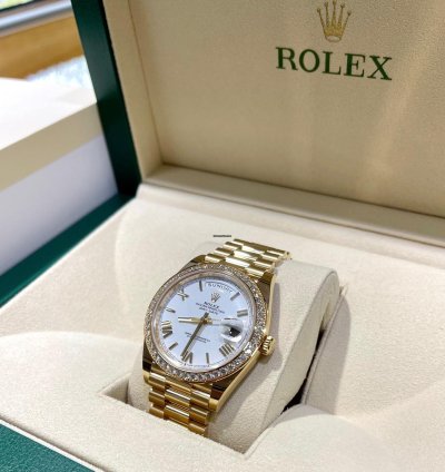 Rolex Day-date 40 40mm 228348 Rbr Factory Diamond Bezel White Roman Dial New