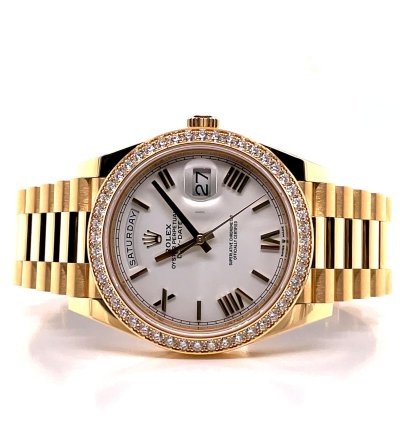 Rolex Day-date 40 40mm 228348 Rbr Factory Diamond Bezel White Roman Dial New