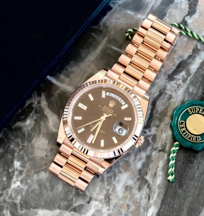 Rolex Day-date 40 40mm Baguette Dial Choco Dial Unworn Full Set 228235