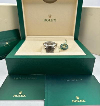 Rolex Day-date 40 40mm Black Baguette Dial White Gold Bracelet 228239 Unworn 2023