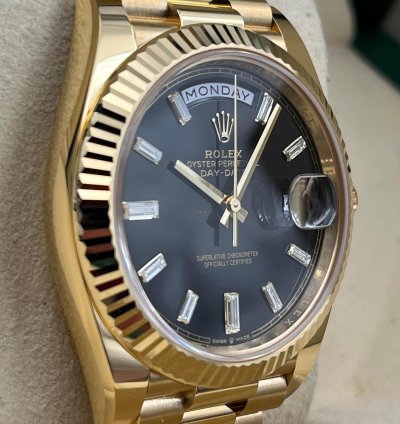 Rolex Day-date 40 40mm Black Baguette Dial Yellow Gold Bracelet 228238 Unworn 2023