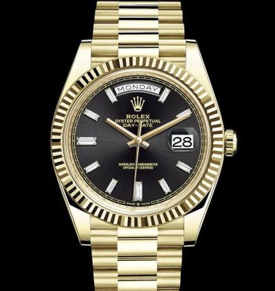 Rolex Day-date 40 40mm Black Dial - Baguette