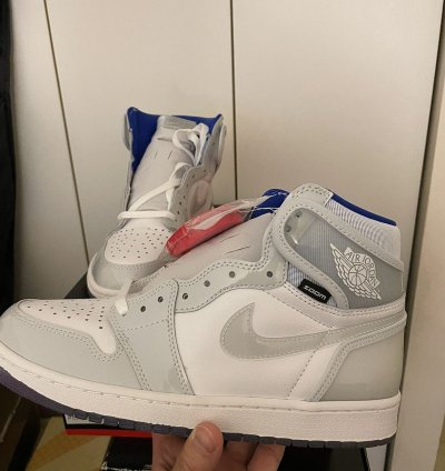 Air Jordan 1 Retro High Zoom White Racer Blue Sz 9