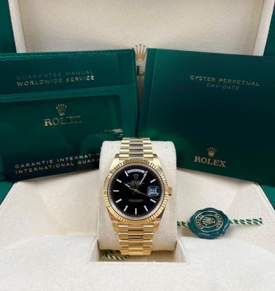 Rolex Day-date 40 40mm Black Index Dial Yellow Gold Bracelet 228238 Unworn 2023