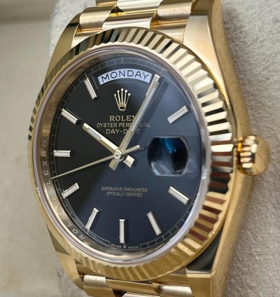 Rolex Day-date 40 40mm Black Index Dial Yellow Gold Bracelet 228238 Unworn 2023