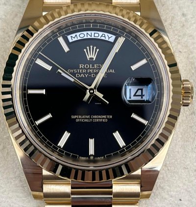 Rolex Day-date 40 40mm Black Index Dial Yellow Gold Bracelet 228238 Unworn 2023