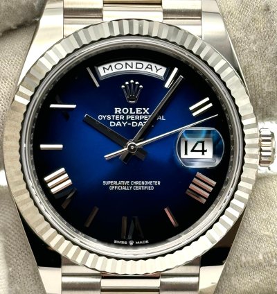 Rolex Day-date 40 40mm Blue Ombre Dial White Gold 228239 Unworn 2025