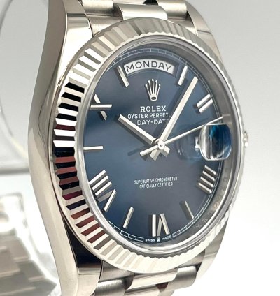 Rolex Day-date 40 40mm Blue Roman Dial White Gold 228239 Unworn 2023