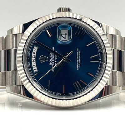 Rolex Day-date 40 40mm Blue Roman Dial White Gold 228239 Unworn 2023