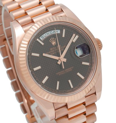 Rolex Day-date 40 40mm Brown Diagonal Motif Dial