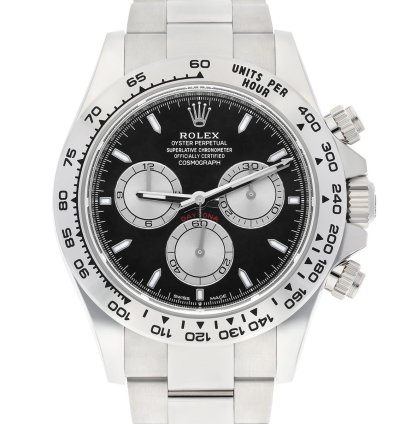 Rolex Daytona Cosmograph Daytona 18k White Gold Watch Black Dial Baby Lemans 126509