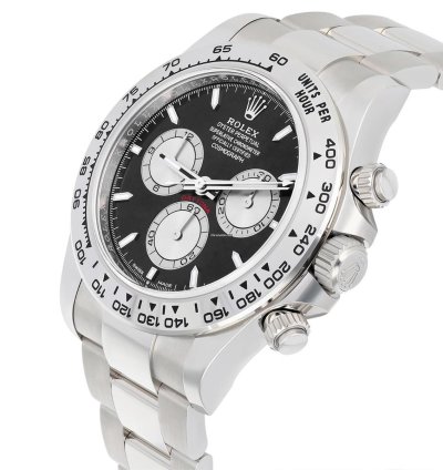 Rolex Daytona Cosmograph Daytona 18k White Gold Watch Black Dial Baby Lemans 126509