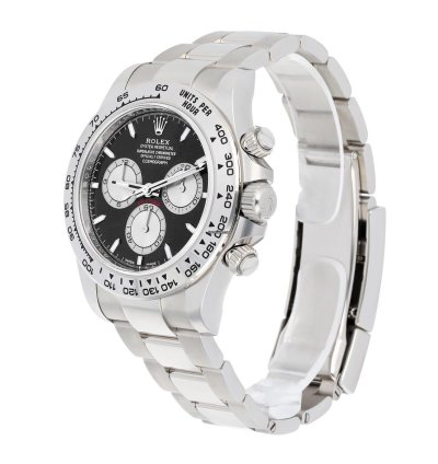 Rolex Daytona Cosmograph Daytona 18k White Gold Watch Black Dial Baby Lemans 126509