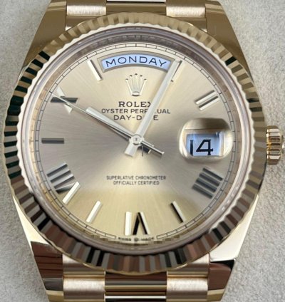 Rolex Day-date 40 40mm Champagne Roman Dial Yellow Gold Bracelet 228238 Unworn 2024