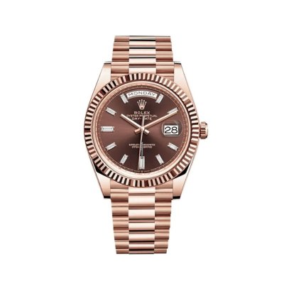 Rolex Day-date 40 40mm Chocolate Baguette Dial Rose Gold 228235