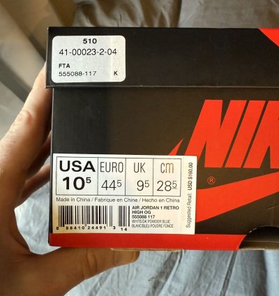 Air Jordan 1 Unc Powder Blue 2015 Size 10 5