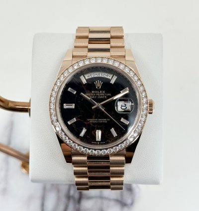 Rolex Day-date 40 40mm Diamond Bezel Rose Gold Eisenkiesel Dial Presidential