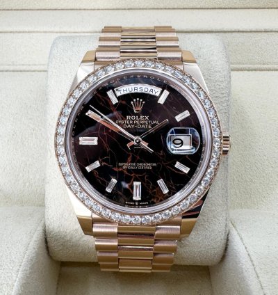 Rolex Day-date 40 40mm Diamond Bezel Rose Gold Eisenkiesel Dial Presidential