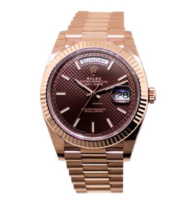 Rolex Day-date 40 40mm Everose Gold Chocolate Diagonal Motif Index Dial 228235