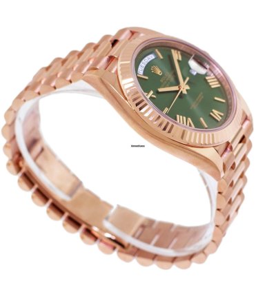 Rolex Day-date 40 40mm Everose Gold Olive Green Roman Dial 228235