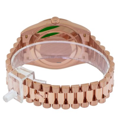 Rolex Day-date 40 40mm Everose Gold Olive Green Roman Dial Diamond Bezel 228345