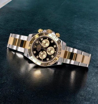 Rolex Daytona Cosmograph Daytona 40mm 126503-0002 Bright Black Golden Dial With Diamonds