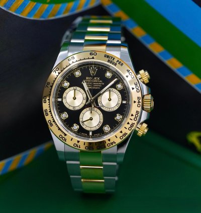 Rolex Daytona Cosmograph Daytona 40mm 126503-0002 Bright Black Golden Dial With Diamonds