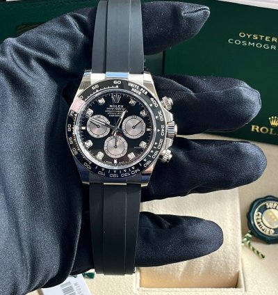 Rolex Daytona Cosmograph Daytona 40mm Diamond Dial White Gold Oysterflex Watch 126519