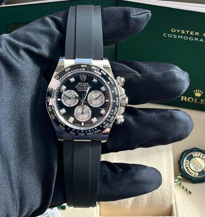 Rolex Daytona Cosmograph Daytona 40mm Diamond Dial White Gold Oysterflex Watch 126519