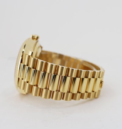 Rolex Day-date 40 40mm Fluted Bezel Yellow Gold Silver Roman Dial Presidential Band 228238