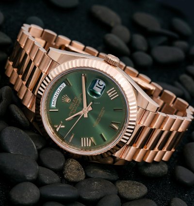 Rolex Day-date 40 40mm Green Dial Rose Gold