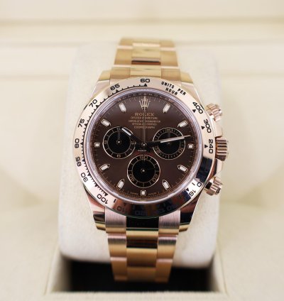 Rolex Daytona Cosmograph Daytona 40mm Rose Gold Chocolate Index Dial 116505